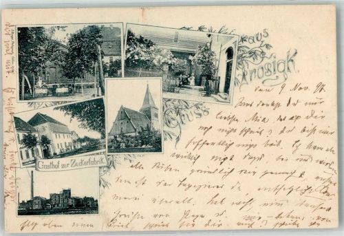 Prosigk 1897 Zuckerfabrik Gasthaus zur Zuckerfabrik Garten Bahnpost Cöthen-
