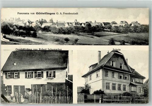 Göttelfingen 1929 Geschäfthaus Schumacher Schulhaus
