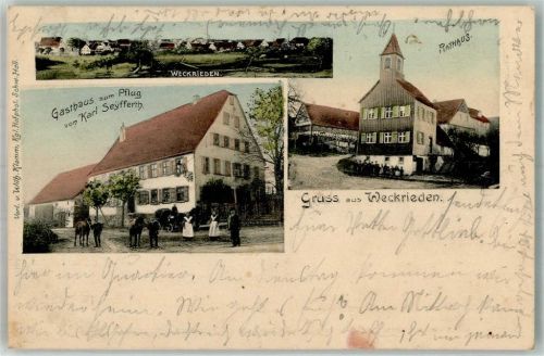 Weckrieden 1905 Rathaus Gasthaus zum Pflug Pferde