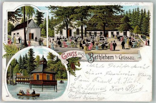 Grüssau Krzeszow Lithographie Gasthaus Bethlehem