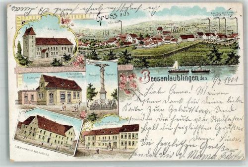 Beesenlaublingen 1901 Dampfziegelei Gasthaus zur Linde Kriegerdenkmal Gasthaus zur Post
