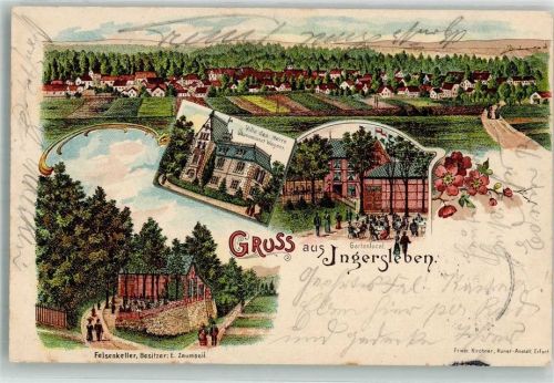 Ingersleben 1908 Villa Wagner Gasthaus Felsenkeller Gartenwirtschaft