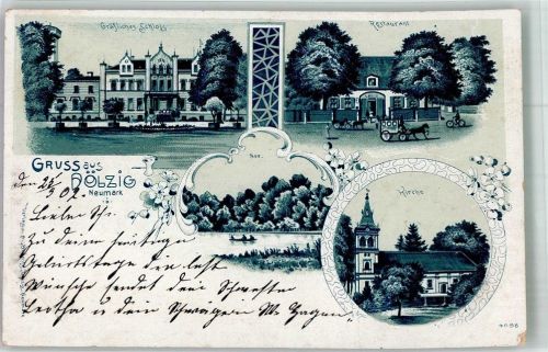 Dölzig 1902 Gräfliches Schloss Gasthaus Kirche See