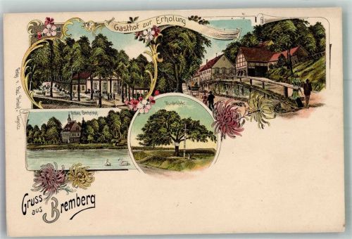 Bremberg Schloss Briechelshof Gasthaus zur Erholung Wunderkiefer Lithographie