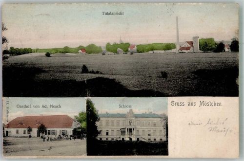 Liebenau in der Neumark Lubrza 1906 Foto AK Möstchen Schloss Gasthaus Noack