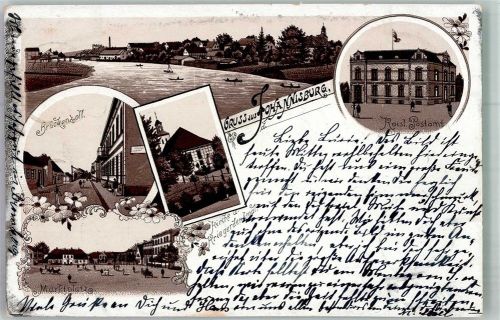 Johannisburg Postamt Brückenzoll Kirche Denkmal Lithographie Vorläufer