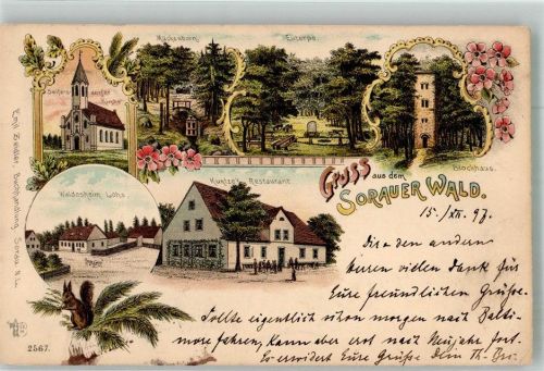 Sorau 1897 Kirche Waldesheim Lohs Gasthaus Kuntze Sorauer Wald