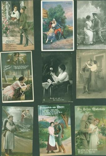 Lot mit 45 AK Soldatenpoesie WK I