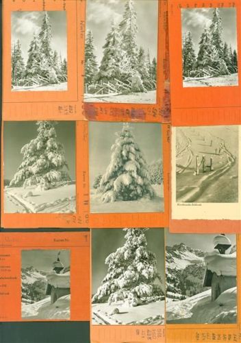 Lot mit 41 AK Winteridylle Musterkarten Original aus Metzarchiv Bestellvorgänge und Auflagenzahlen