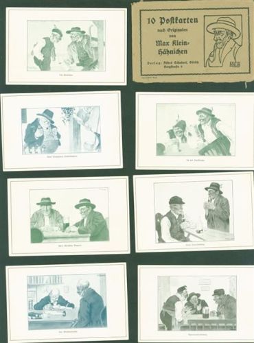 Lot mit 10 AK Signiert Max Klein-Hähnichen Künstlerkarte Serie Bauerntypen Originalumschlag