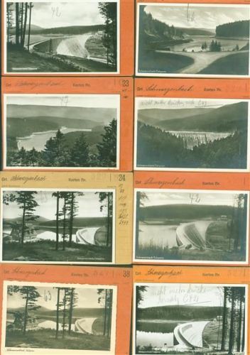 Schwarzenbach Lot mit 14 AK Schwarzenbachtalsperre Musterkarten Original aus Metzarchiv Bestellvorgänge und Auflagenzahlen