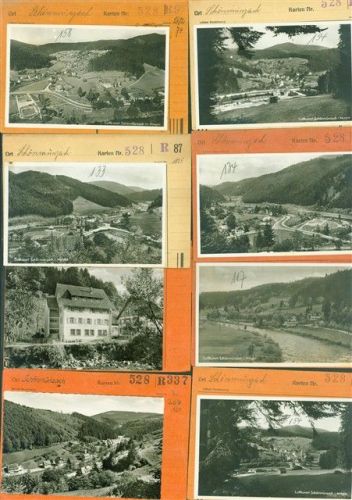Schönmünzach Lot mit 14 AK Musterkarten Original aus Metzarchiv Bestellvorgänge und Auflagenzahlen
