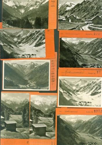 Spielmannsau Lot mit 16 AK Musterkarten Original aus Metzarchiv Bestellvorgänge und Auflagenzahlen