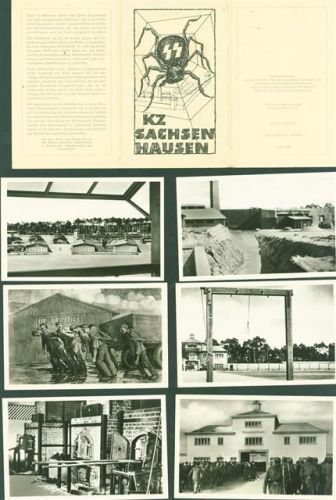 Sachsenhausen Lot mit 8 Fotos Konzentrationslager Serie Originalumschlag WK II Gedenkstätte