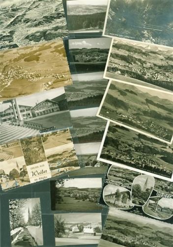 88239 W7988 Weiler im Allgäu Lot mit 10 AK und 25 Fotos untersch. Grössen einige mit Kleberesten rückseitig