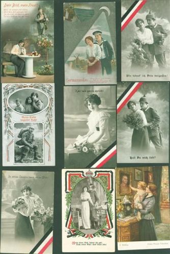 Lot mit 45 AK Soldatenpoesie WK I