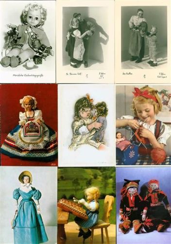 Puppen Lot mit 52 AK wenige doppelt, ca. 1943-1977 wenige danach; gute Erhaltung, teils gelaufen