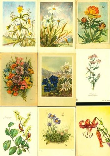 Blumen Lot mit 44 AK, ca. 1915-1945 wenige danach; überwiegend gute Erhaltung, teils gelaufen