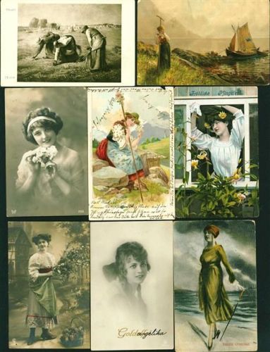 Frauen Lot mit 30 AK, 1904- ca. 1930; unterschiedliche Erhaltung, teils gelaufen