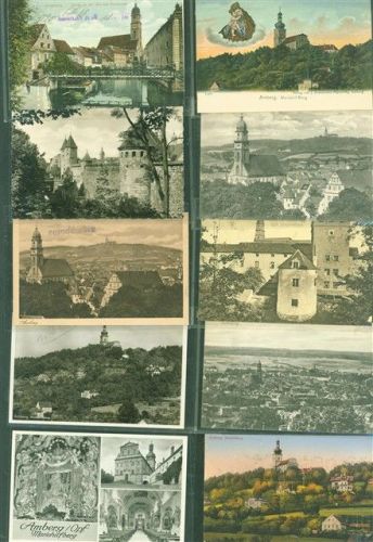Amberg Lot mit 25 AK Originale aus dem Archiv des Metzverlags Klebereste Rückseitig