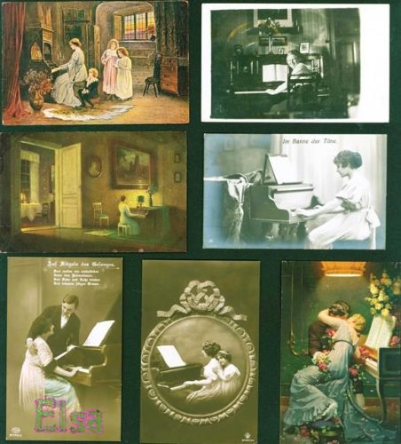 Klavier teils auf Künstlerkarten Lot mit 30 AK, ca. 1910-1920; überwiegend gute Erhaltung, teils gelaufen
