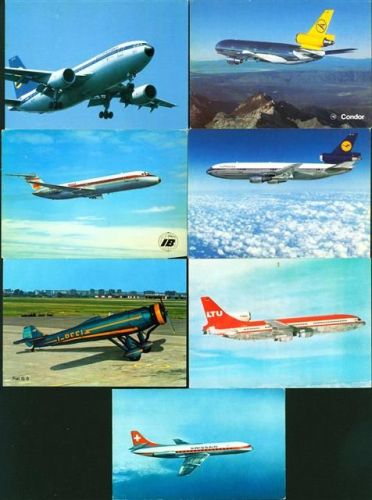 Flugzeuge Lot mit 50 AK ca. 1970-1990; unterschiedliche Erhaltung, teils gelaufen