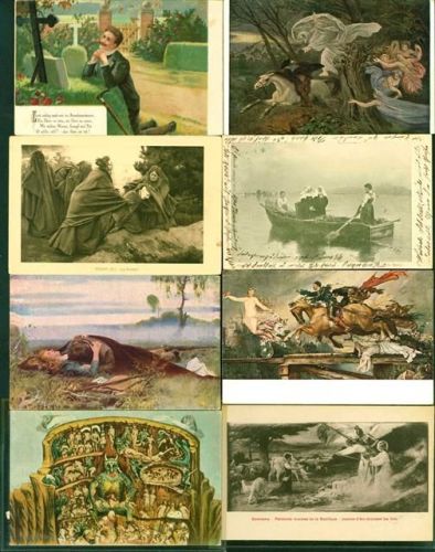 Mythos/Tod Lot mit 35 AK, 1904-1925 wenige danach; überwiegend gute Erhaltung, teils gelaufen