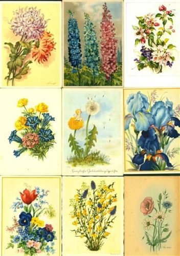 Blumen Lot mit 41 AK, ca. 1915-1945 wenige danach; überwiegend gute Erhaltung, teils gelaufen