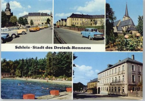 Schleiz Markt Otto-Nuschke-Straße Schwimmbad Bergkirche HOG und Hotel Freundschaft