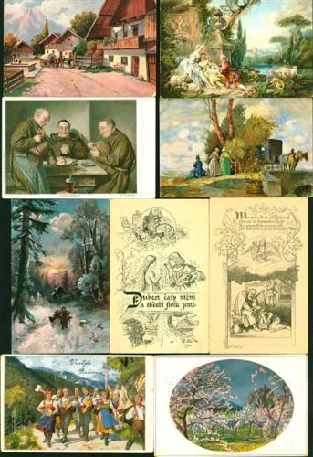 Künstler AK Lot mit 50 AK, 1900 - ca. 1965; gute Erhaltung, teils gelaufen