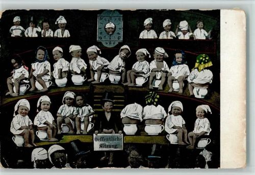 Serie 152 Fotomontage - Viele Babys sitzten auf den Nachttöpfen 1900 AK