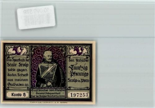 Stolp Notgeld Husar Blücher sign. W.H. Lippert Gefangener Oberst Betting