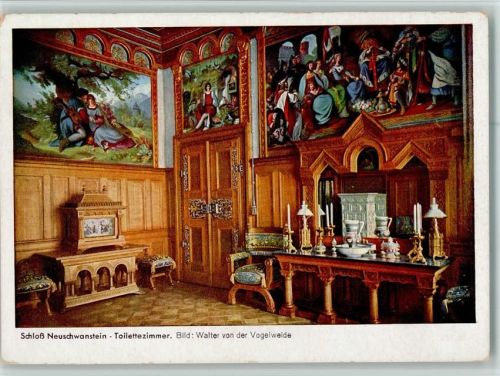 Schwangau Schloß Neuschwanstein Innenaufnahme Toilettezimmer Bild Walter von der Vogelweide