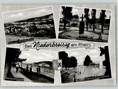 53498 W5484 Niederbreisig - Blick von der Wilhelmshöhe Heilbäderhaus Geiersprudel Rheinpromenade Thermal-Schwimmbad