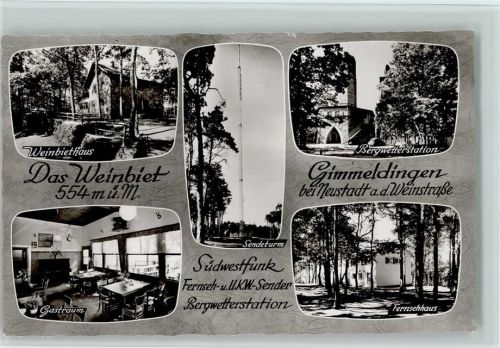 Gimmeldingen Weinbiethaus Gastraum Innenaufnahme Sendeturm Bergwetterstation Fernsehhaus