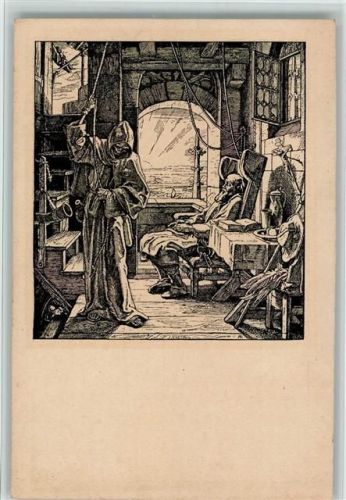 1915 sign Alfred Rethel , Der Tod als Freund - Federzeichnung