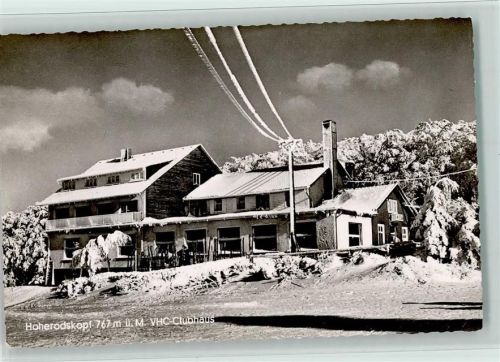 63679 W6479 Hoherodskopf , Hess - Berggasthof Hoherodskopf Clubhäuser des VHC Winteraufnahme Hüttenstempel