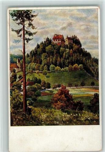 Ravensburg Schloß Waldburg Aquarell sign. V. Marschall