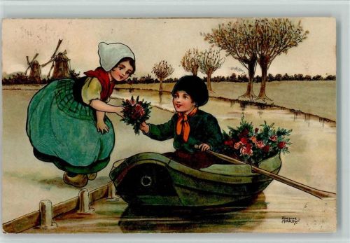 Verlag Dondorf Nr. 579 - Hollandkinder im Ruderboot, sign Florence Hardy Hardy, F. 1913 Künstlerkarte