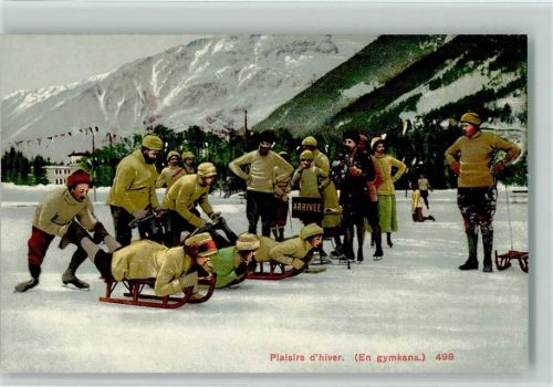 Plaisirs d`hiver - Schlitten Wettfahrt - Verlag Burgy 498 - sehr gute Erhaltung AK