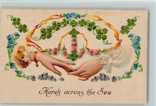 1907 Rosen-anker, Girlanden aus Blüten, Hände reichen sich AK