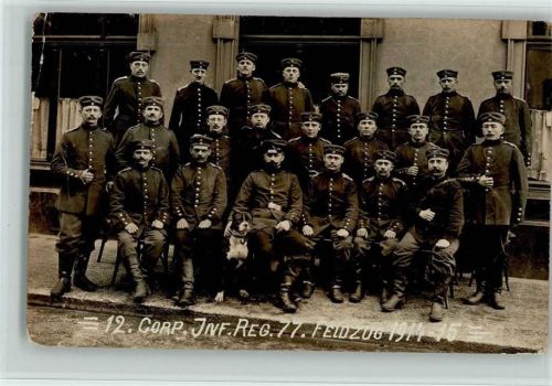Köln Stadt 1914 - 1915 12. Corp. Inf. Reg. 77. Feldzug Gruppenfoto