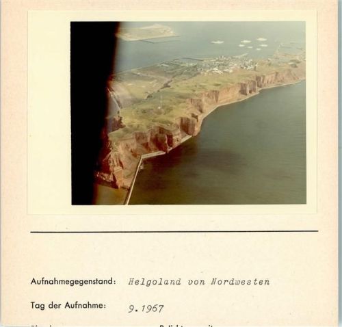 Helgoland Luftaufnahme von Nordwesten Foto montiert auf Karton