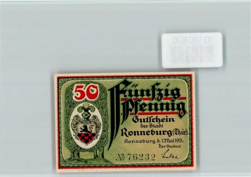 07580 O6516 Ronneburg , Thür - Notgeld Rathaus