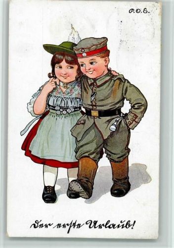 WK I - Kinder in Uniform, Hess. Trachten AK Engelhard, P.O. / POE 1915