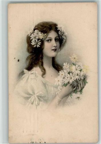 Munk Nr. 322 Frau mit Margaritenblüten im Haar, AK Wichera, R. R. v. 1907