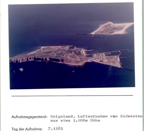 Helgoland Luftaufnahme von Südwesten Foto montiert auf Karton