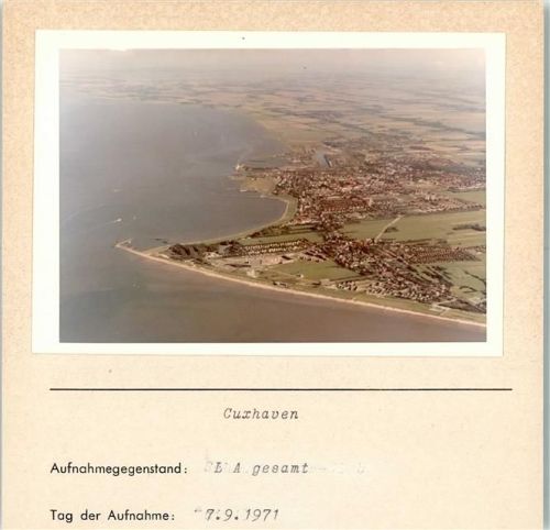 Cuxhaven Fliegeraufnahme Foto montiert auf Karton