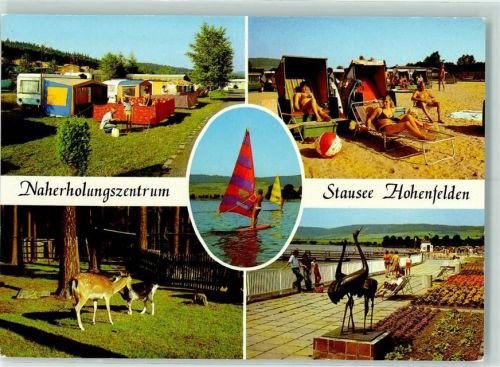 Hohenfelden Rückseite mit Abschürfungen bzw Kleberesten Camping Wildtiere