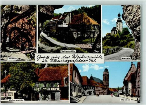 96260 W8628 Weismain - Weihersmühle im Kleinziegenfelder Tal Mühlrad Arnstein Weismain Rückseite mit Abschürfungen bzw Kleberesten